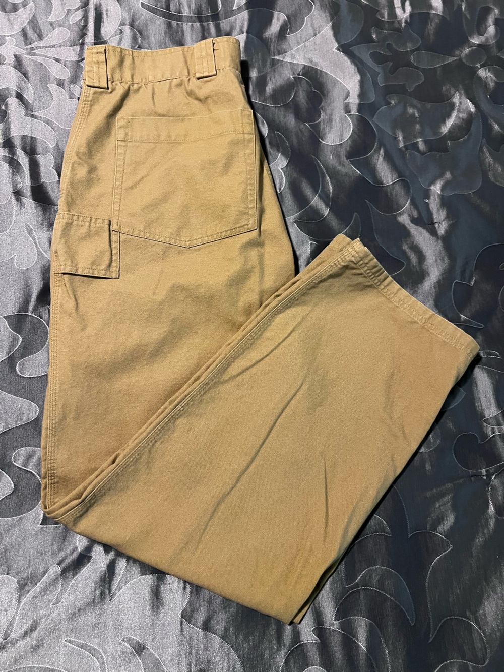 Duluth Trading Co Tan Cargo Work Pants Utility Pockets Tradesman Men’s 34x32